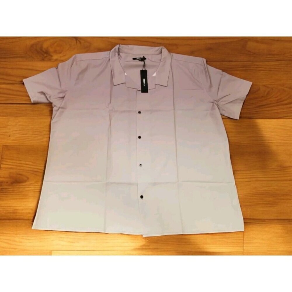 Fashion Nova Men's Size XXL 2XL Button Down Shirt Purple White Ombre Pattern NWT